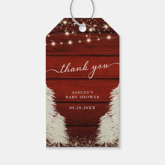 Rustikale Holzbalken - vielen Dank Geschenkanhänger (Vorderseite)