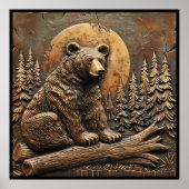 Rustikale Holzbärenbaume, die die Sonne bestimmen Poster (Vorne)