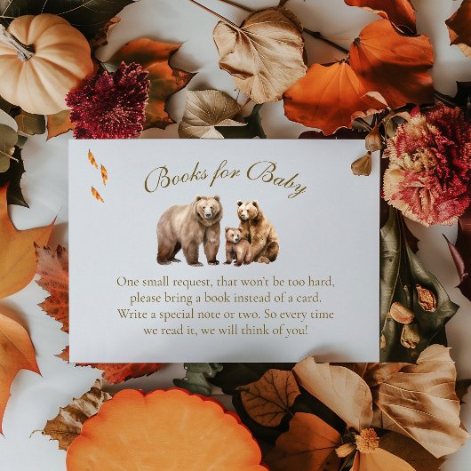 Rustikale Holzbärenbücher für Babybettkarte Begleitkarte