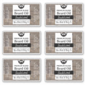 Rustikale Holzbartenöletiketten mit Inhaltsstoffen Aufkleber (Vorderseite)