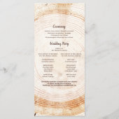 Rustikale Holzbaum-Individuelle Namen Hochzeitsfei Programm (Rückseite)