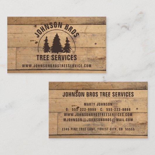 Rustikale Holzbaume Visitenkarte (Vorne/Hinten)