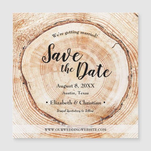 Rustikale Holzbaumrinde Custom Magnet Wedding (Vorderseite)