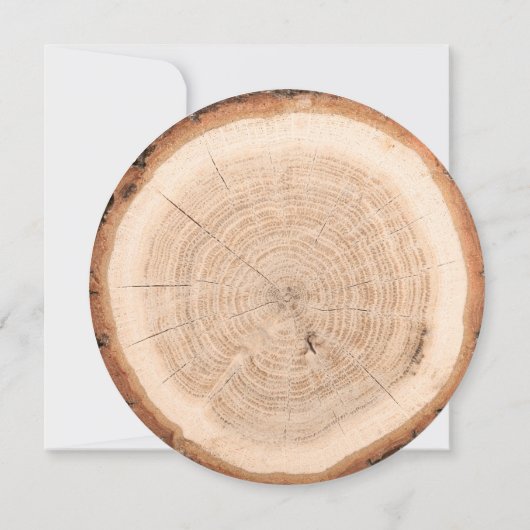 Rustikale Holzbaumstumpf-Cross-Sektion-Barnverheir Einladung (Rückseite)