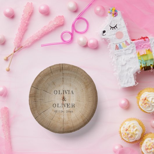 Rustikale Holzbaumstumpf Pappteller (Party)