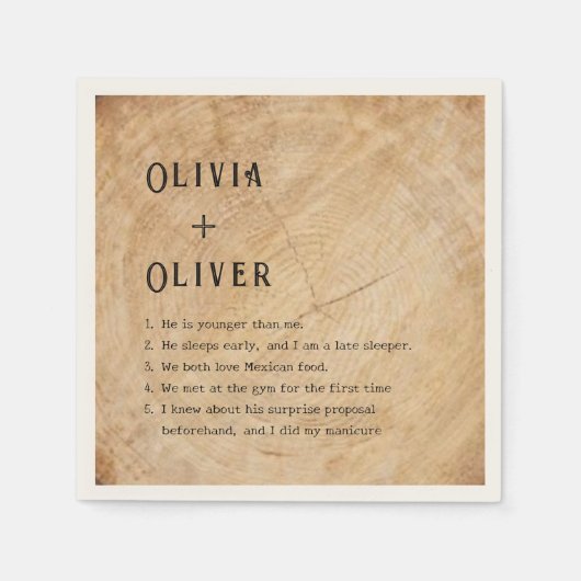 Rustikale Holzbaumstumpf Serviette (Vorderseite)