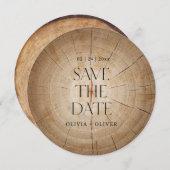 Rustikale Holzbaumstumpf Stall Hochzeit speichern Einladung (Vorne/Hinten)