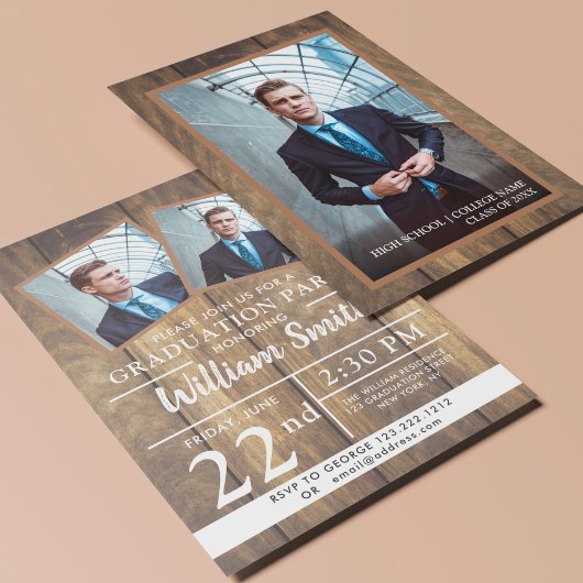 Rustikale Holzbearbeitung Party mit 3 Fotos Einlad Einladung