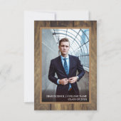 Rustikale Holzbearbeitung Party mit 3 Fotos Einlad Einladung (Rückseite)