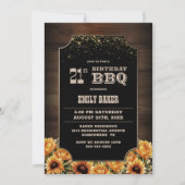 Rustikale Holzblume 21. Geburtstagsgeschichte GRIL Einladung (Vorderseite)