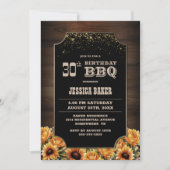 Rustikale Holzblume 30. Geburtstag GRILLEN Einladung (Vorderseite)