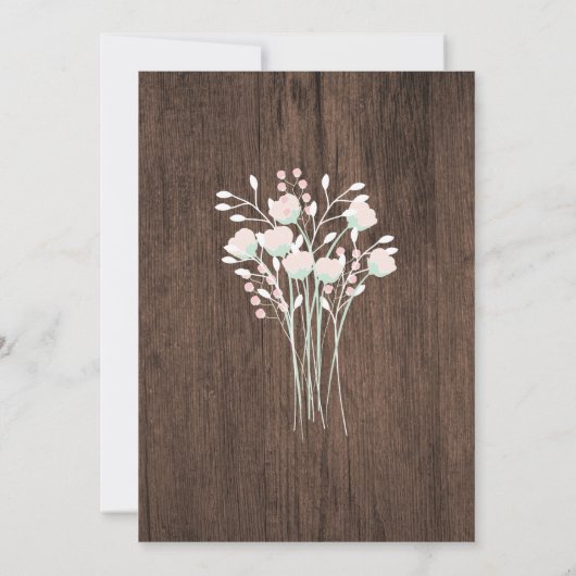 Rustikale Holzblumen erste Einladung (Rückseite)