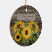 Rustikale Holzblumen Familienname Jahr Keramik Ornament (Rechts)