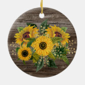 Rustikale Holzblumen Familienname Jahr Keramik Ornament (Hinten)