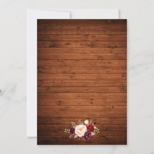 Rustikale Holzblumen leuchten Save the Date (Rückseite)