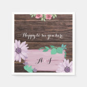 Rustikale Holzblumen MONOGRAM Hochzeit Napkins Serviette (Vorderseite)