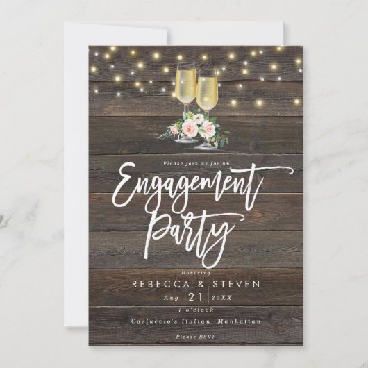 Rustikale Holzblumen-Party Einladung (Vorderseite)