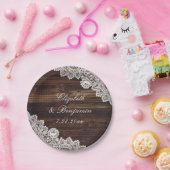 Rustikale Holzblumen-Schnürsenkel Pappteller (Party)