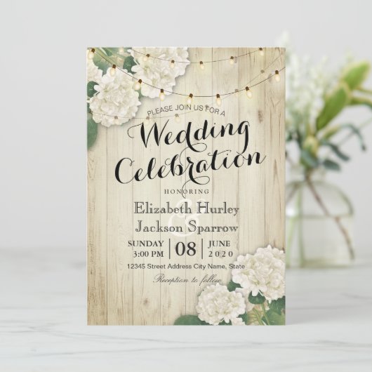 Rustikale Holzblumen-Streicheleien Einladung (Stehend Vorderseite)