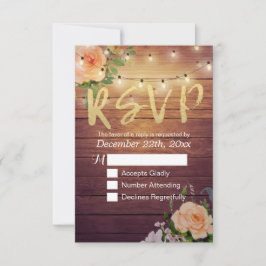 Rustikale Holzblumen-String Light Wedding RSVP Ant