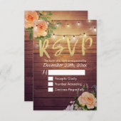 Rustikale Holzblumen-String Light Wedding RSVP Ant (Vorne/Hinten)