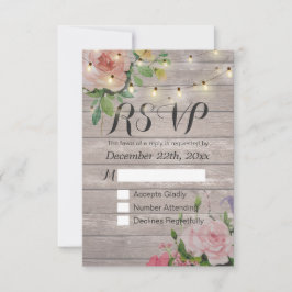 Rustikale Holzblumen-String Light Wedding RSVP Ant