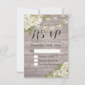 Rustikale Holzblumen-String Light Wedding RSVP Ant (Vorderseite)