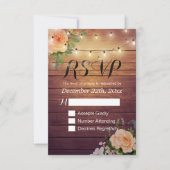Rustikale Holzblumen-String Light Wedding RSVP Ant (Vorderseite)