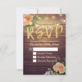 Rustikale Holzblumen-String Light Wedding RSVP Ant Karte (Vorderseite)