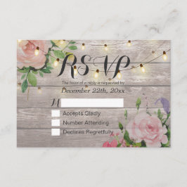 Rustikale Holzblumen-String Light Wedding RSVP Ant Karte
