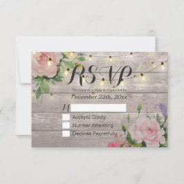 Rustikale Holzblumen-String Light Wedding RSVP Ant Karte