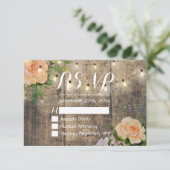 Rustikale Holzblumen-String Light Wedding RSVP Ant Karte (Stehend Vorderseite)