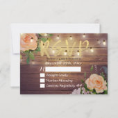 Rustikale Holzblumen-String Light Wedding RSVP Ant Karte (Vorderseite)