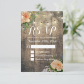 Rustikale Holzblumen-String Light Wedding RSVP Ant Karte (Stehend Vorderseite)