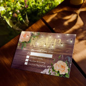 Rustikale Holzblumen-String Light Wedding RSVP Ant Karte