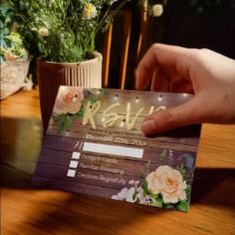 Rustikale Holzblumen-String Light Wedding RSVP Ant Karte