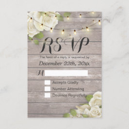 Rustikale Holzblumen-String Light Wedding RSVP Ant Karte