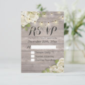 Rustikale Holzblumen-String Light Wedding RSVP Ant Karte (Stehend Vorderseite)
