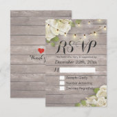 Rustikale Holzblumen-String Light Wedding RSVP Ant Karte (Vorne/Hinten)