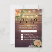 Rustikale Holzblumen-String Light Wedding RSVP Ant Karte (Vorderseite)