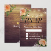 Rustikale Holzblumen-String Light Wedding RSVP Ant Karte (Vorne/Hinten)