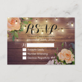 Rustikale Holzblumen-String Light Wedding RSVP Ant Karte