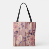 Rustikale Holzblumen und Schmetterlinge Tasche (Rückseite)