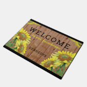 Rustikale Holzblumen Willkommen auf unserem Bauern Fußmatte (Schrägansicht)