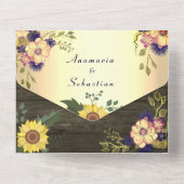 Rustikale Holzblumenhochzeit All In One Einladung (Rückseite)