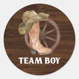 Rustikale Holzblumenstiefel oder Bows Team Boy Sti Runder Aufkleber