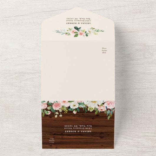 Rustikale Holzblumenzeremonie All In One Einladung (Außenbereich)