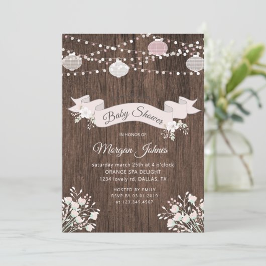 Rustikale Holzblütendusche Einladung (Stehend Vorderseite)