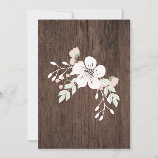 Rustikale Holzblütendusche Einladung (Rückseite)