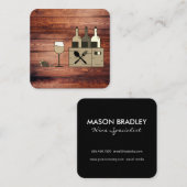 Rustikale Holzbox Quadratische Visitenkarte (Vorne/Hinten)